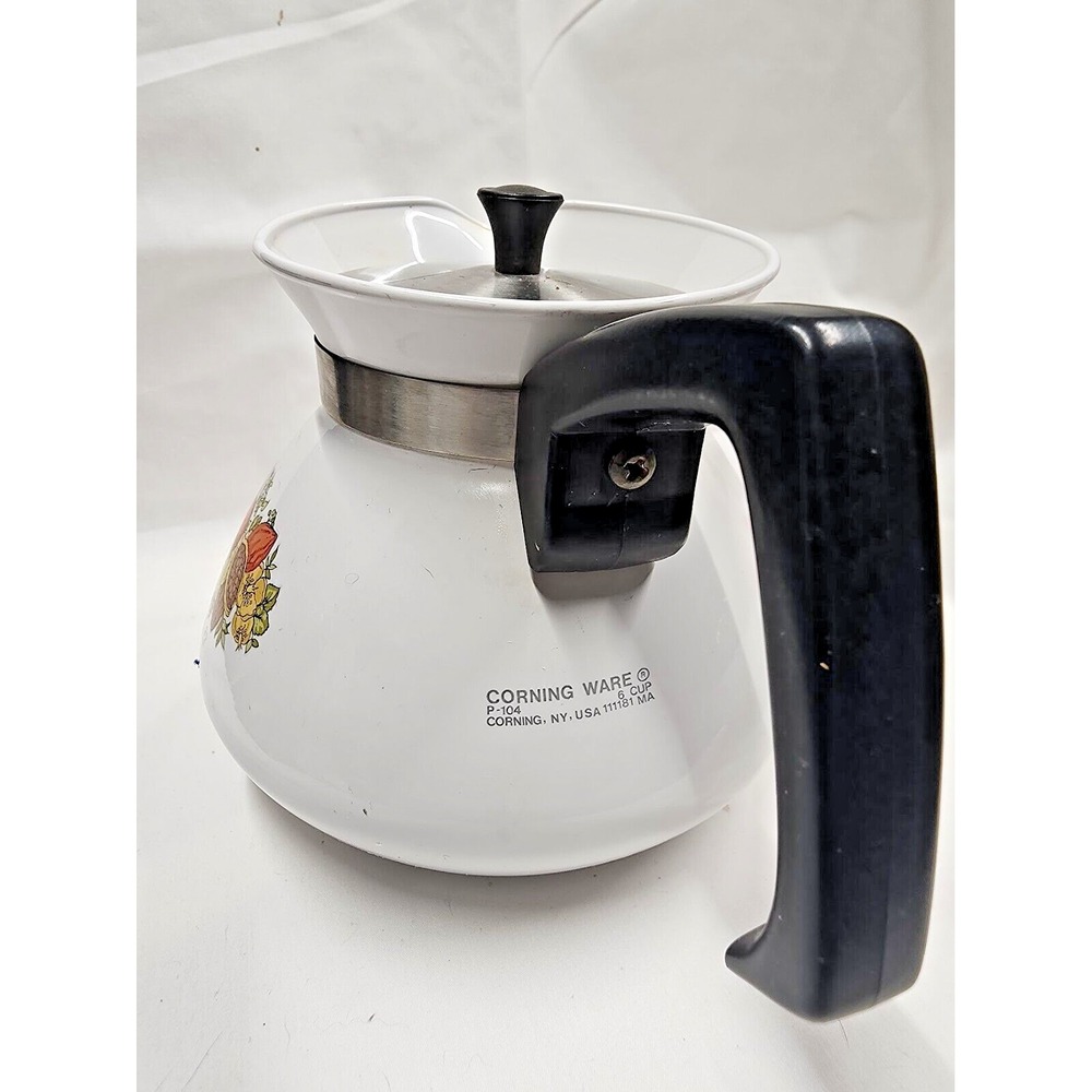 Vintage Corning Ware Spice of Life 6 cup Tea kettle 1970's with Lid Retro Kitsch - Picture 2 of 15